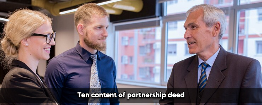Ten content of partnership deed