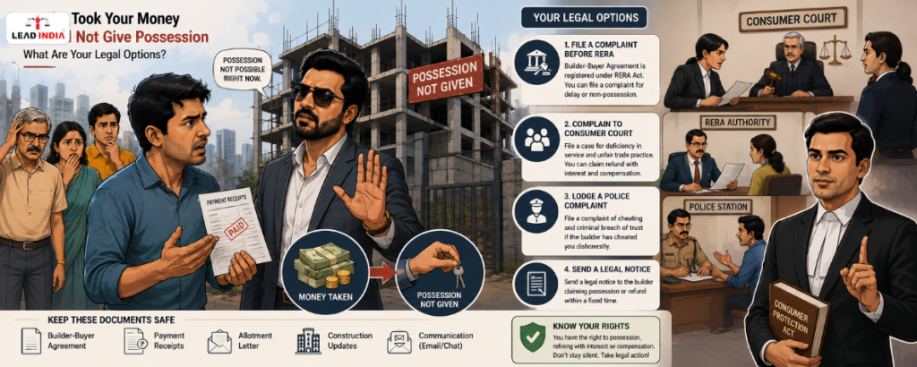 Builder Took Your Money But Did Not Give Possession What Are Your Legal Options