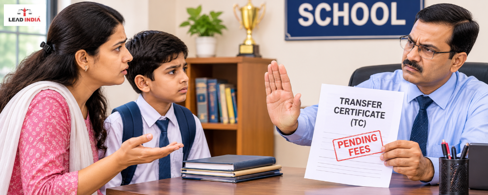 Is the school refusing to issue a Transfer Certificate (TC) due to outstanding fees Is this legal